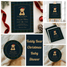 Navy Blue Teddy Bear Christmas Baby Shower 