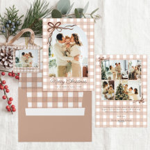 Brown Watercolor Gingham Christmas Suite
