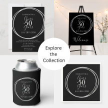 50th Birthday Black Silver Cheers 50 Years Party