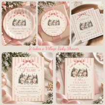 Pink It Takes a Village Christmas Baby Shower Girl