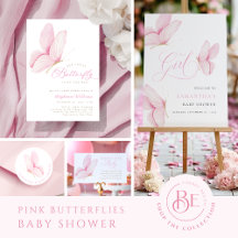 Pink Butterflies Girl Baby Shower