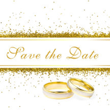 Save the Date Gold Glitter Rings