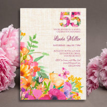 Elegant Linen Floral 55th Birthday Party Suite