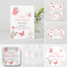 Pink Butterflies Stationery and Party Supplies