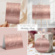 Elegant Rose Gold Glitter 70th Birthday Party