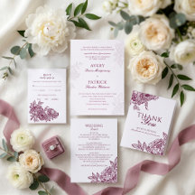Elegant Botanical Floral Letterpress Wedding
