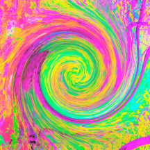 Groovy Abstract Purple and Yellow Rainbow Swirl