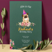 Floral Cute Puppy Kids Birthday
