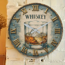 Whiskey & Bourbon Wall Clock home bars man caves