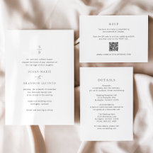 Clean Monogram Modern Wedding Invitation Suite