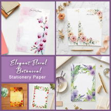 Elegant Floral Botanical Stationery Paper