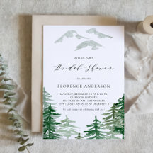 Watercolor Forest Woodland Bridal Shower Set