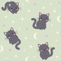 Cute Pastel Celestial Cat Pattern Collection
