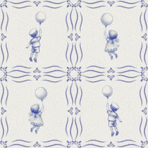 Whimsical Delft blue baby annoucement cards