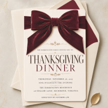 Burgundy Velvet Bow Thanksgiving Dinner