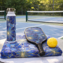 Modern Blue Gold Floral Pattern Sports 