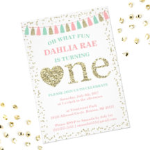 Oh What Fun First Birthday (Pink, Mint & Gold)