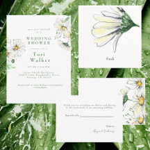 Watercolor Daises Wedding Shower Collection