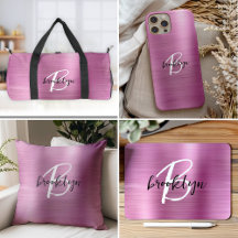 Personalized Pink Brushed Metal Monogram Gifts