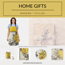 Home Gifts   Yellow Gray & Cream Watercolor Leaves