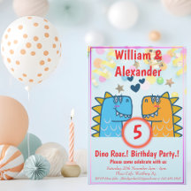 Twins Dino Roar Kids Birthday Party