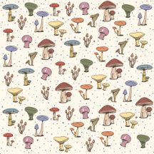 Colorful Cottagecore Mushrooms Pattern