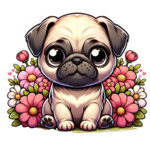 Cute Chibi Cartoon Pug