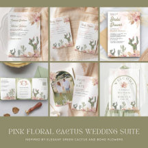 Pink Floral Pampas Cactus Wedding Suite