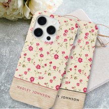 Cute Shabby Chic Floral Wood Monogram Phone Cases