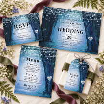 Evermore Blue Forest Wedding Invitation Suite