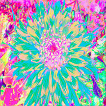 Decorative Teal Green and Hot Pink Dahlia Flower