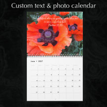 Nature Photo Custom Text Bible Scripture Calendar