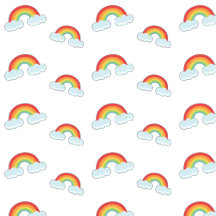 Cute Rainbow with Clouds Pattern