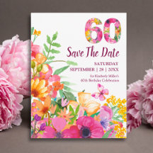 Elegant Floral 60th Birthday Party Collection