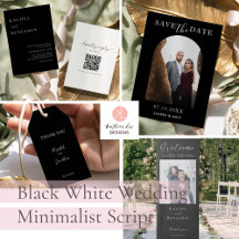 Black White Wedding Minimalist Script