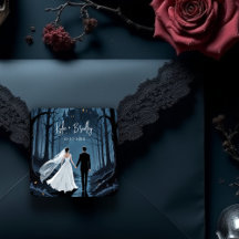 Wedding Couple Spooky Forest Toward Haunted Castle