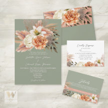 Sage Green & Peach Boho Floral Wedding Suite