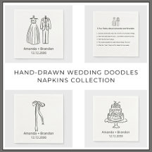 Hand drawn Wedding doodles Napkins