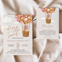 Bear and Pink Balloons Birthday Collection