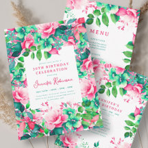 Spring Summer Watercolor Floral 30th Birthday Set