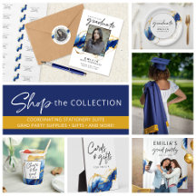 Royal Blue + Yellow Gold Elegant Graduation 