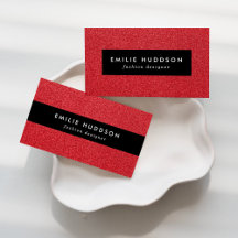 Red Glitter Business Cards Collection