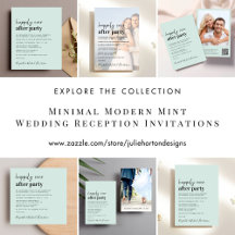 Minimal Modern Mint Wedding Reception Invitations