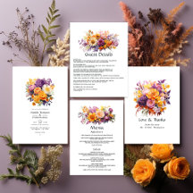 Purple, Orange, and Yellow Floral Wedding