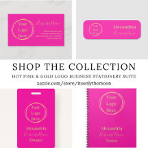 Hot Pink and Gold Logo Business Stationery Suite
