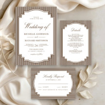 Classic Chocolate Brown Striped Wedding Suite