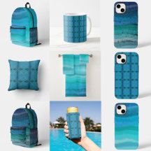 Coastal Beach Salty Waves On Black And Turquoise