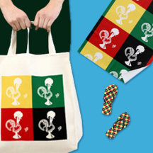 Portuguese flag colors square pattern rooster