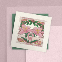 Pink Lilies Vintage Flowers Friendship Admiration 