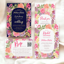 Bohemian bright floral arch script chic wedding 